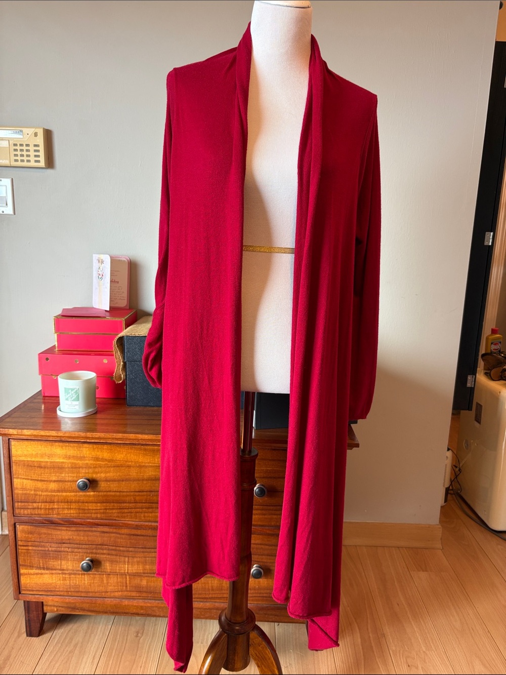 DKNY Bright Red Knit Cardigan